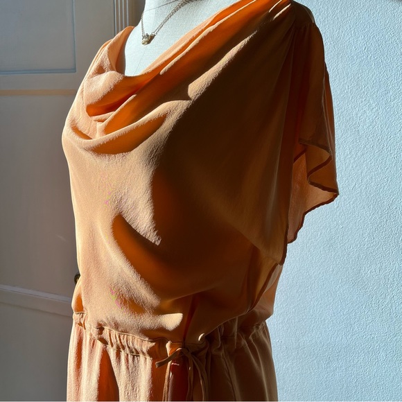 {tl}The Letter• 100% silk tangerine dress•sz L - Picture 2 of 6